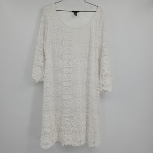 Alfani Dress White Lace 3/4 Sleeve Summer Spring Size XL X-Large Cute Cocktail